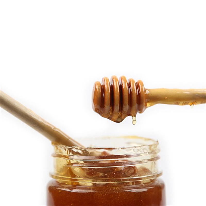 5 stk træ honning dipper omrører honning rører pinde server lang træ mini bi honning dipper omrører muddler