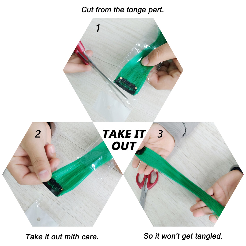 Long 20"Inches Synthetic Single Clip Hair Extensions Rainbow Colors Straight Hairpiece for Women 10PCS/pack