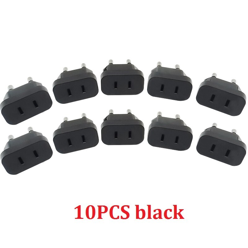 10PCS CN UNS Zu Eu-stecker Reise Adapter Power Stecker 2 Pin USA Buchse ZU 2Pin EU 4,8mm stecker Konverter Elektrische Stecker Weiß Schwarz: EU 4.8mm Plug / Black