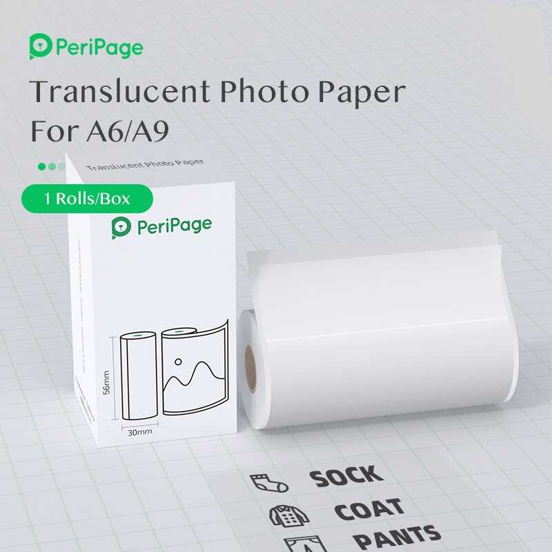 Peripage Doorschijnend Papier 56X30Mm Voor Thermische Pocket Mini Printer A6 A8