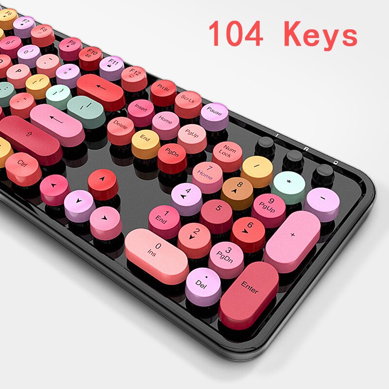 Gemengde kleuren toetsenbord en muis set 2.4 ghz draadloos toetsenbord muis kit voor vrouwen meisjes usb computer muis vrouwen roze toetsenbord