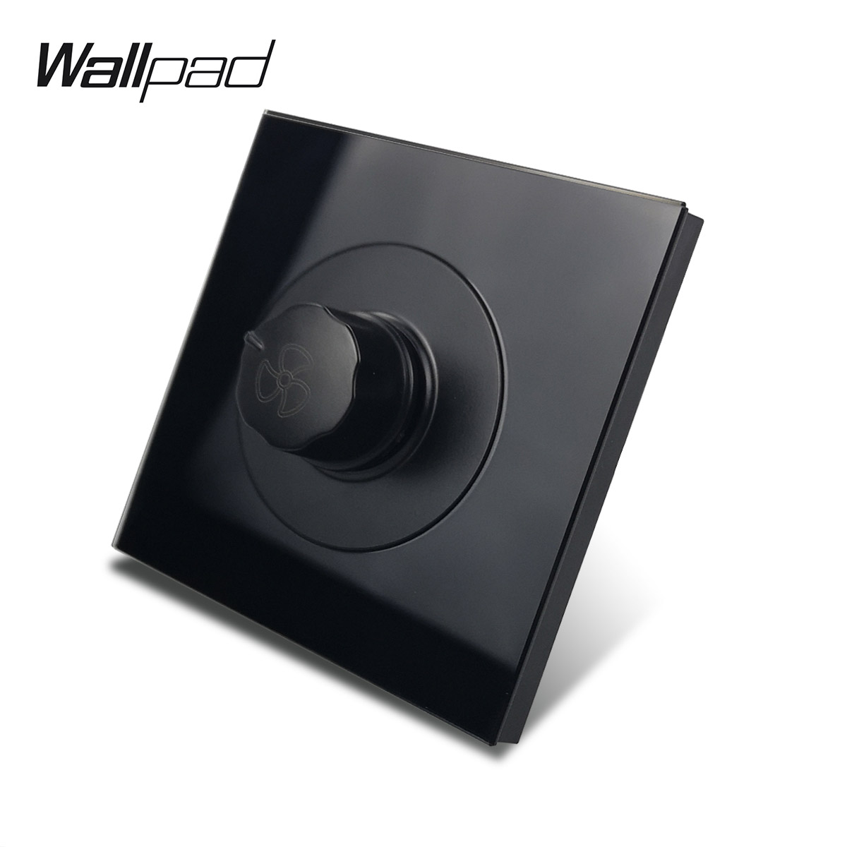Black Glass Crystal Panel Wall Light Switch Round Button Circle LED Ring 1 to 4 Gang Fan Speed Dimmer 45A Double Pole Switch: 4XL / Red