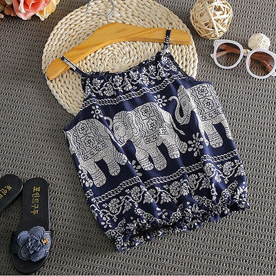 Toddler baby pige elefant vest toppe shorts sommer tøj tøj