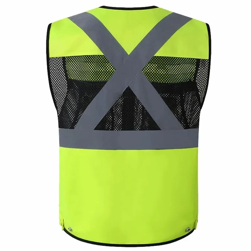 Chaleco reflectante de seguridad de alta visibilidad, ropa de trabajo para trabajadores de la construcción con bolsillo grande, ropa reflectante para ciclismo y motocicleta