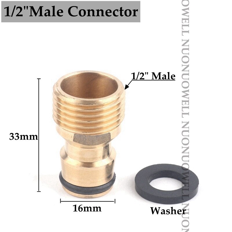 1pc 1/2&#39;&#39; Female Male Copper Quick Connectors Brass Garden Water Connector Irrigation Hose Adaptor With Washer