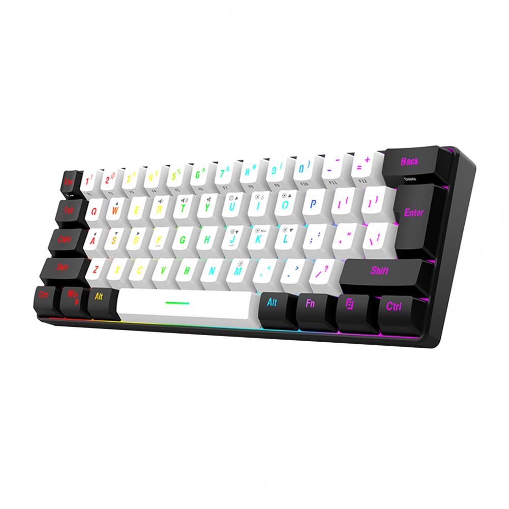 Wired Gaming Keyboard RGB Light 61 Keys Compact Lightweight Computer Keyboard