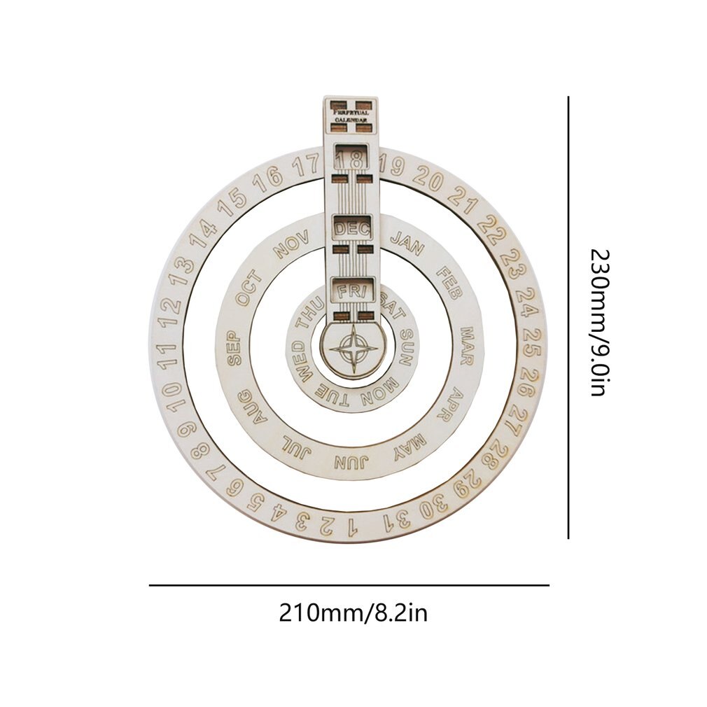 Wooden Wall Calendar Circular Rotating Calendar Wall Decoration Perpetual Calendar Table Wall Hanging Crafts Decor