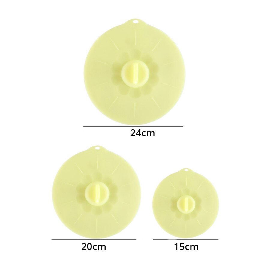 Reusable Silicone Bowl Cover Food Saver Pot Lid Heat Resistant Microwave Cooking Pot Cover Fresh Keeping Cover Kitchen Gadgets: 3pcs Yellow