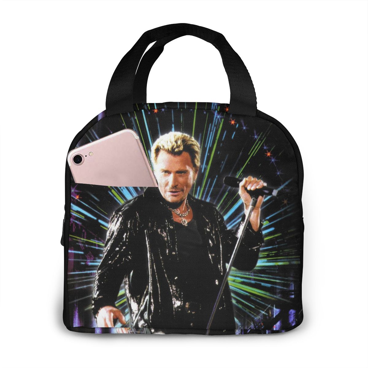 Johnny Hallyday mittagessen tasche kid frauen isolierung tragbare wasserdichte picknick coole tasche frühstück schule wiederverwendbare lebensmittel tasche neue: Black5