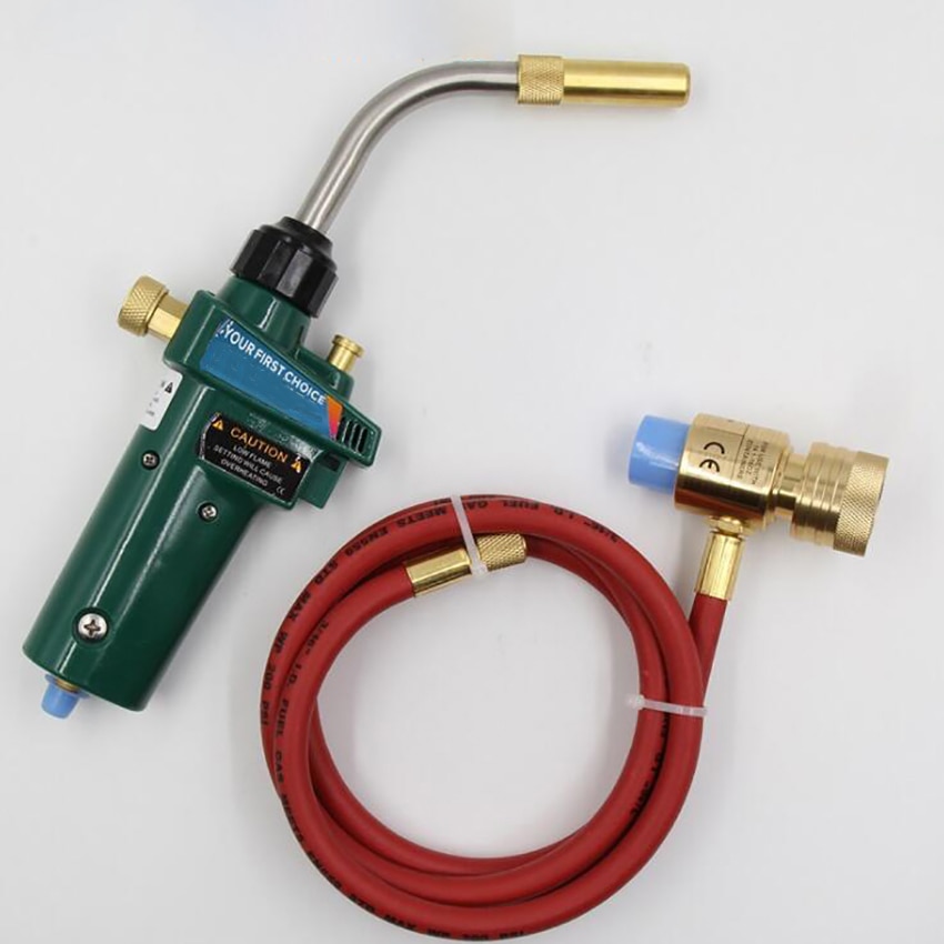 Gas Solderen Fakkel Zelf Ontsteking met 1.5 Meter Slang Handheld Gas Propaan Lastoorts Hoofd Swirl vlam, veiligheidsslot Vlam