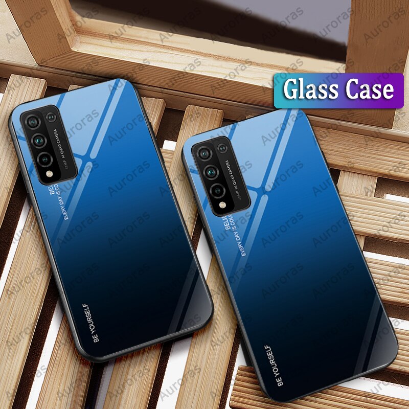 Auroras Tempered Glass Case For HONOR 10X Lite Macaron Solid Color Luxury Hard Back Cover For Honor 10X Lite Case