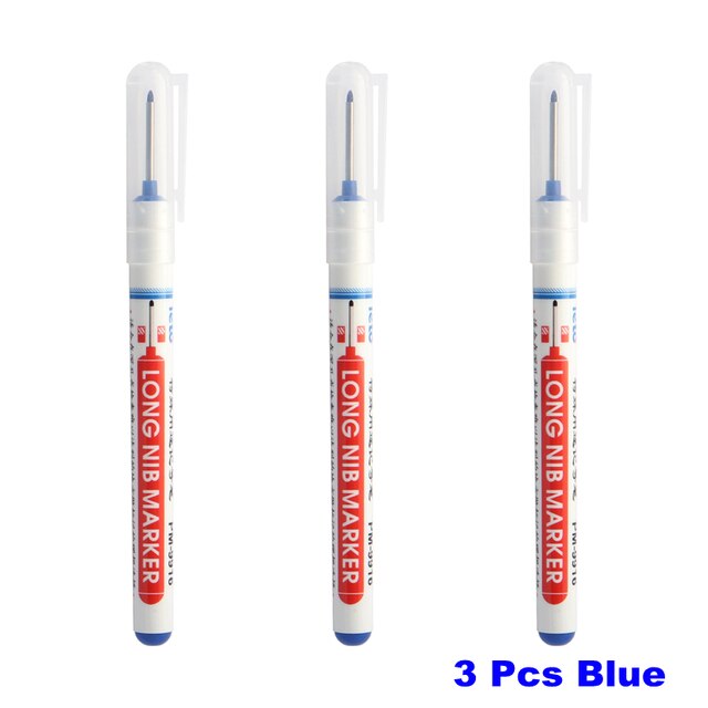Rotuladores de punta larga para decoración del hogar, marcador de agujero de perforación profunda de 20mm, color negro, colorido, procesamiento de Hareware, coche, de estante de libros, 3 uds.: bluex3