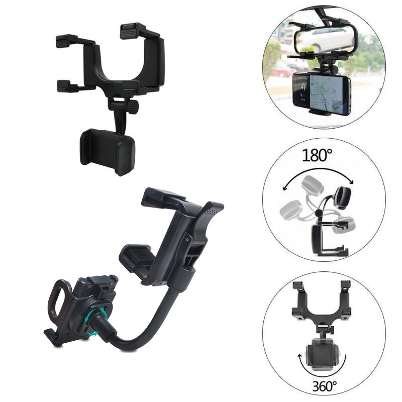 In Car Rear View Mirror Mount Holder Stand Cradle Bracket For Mobile Phone GPS Cell Phone GPS Holder Bracket Stand Universal 360