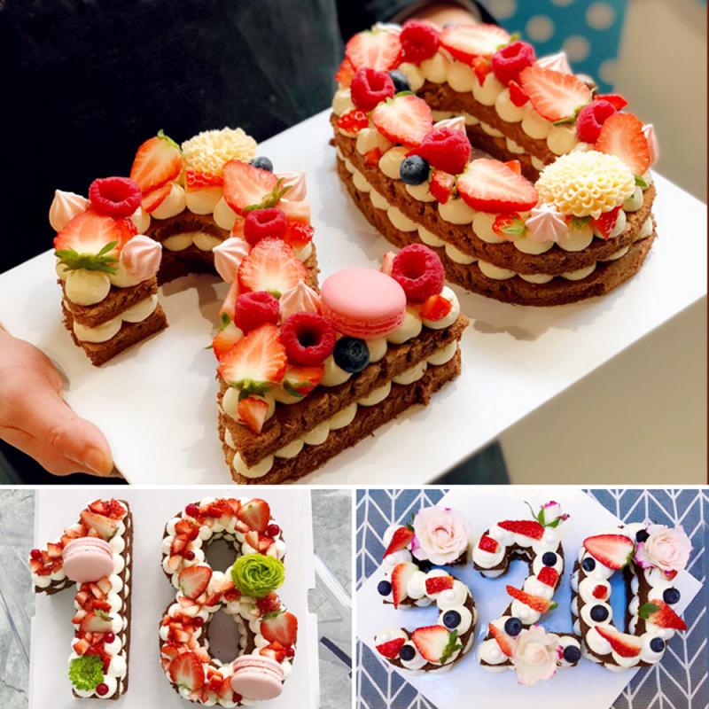 Large Silicone Cake Mold Baking Pan For Birthday Festival Cake Decoration Tools 0-9 Number Cake Mold Digital Fondant Cake Mould