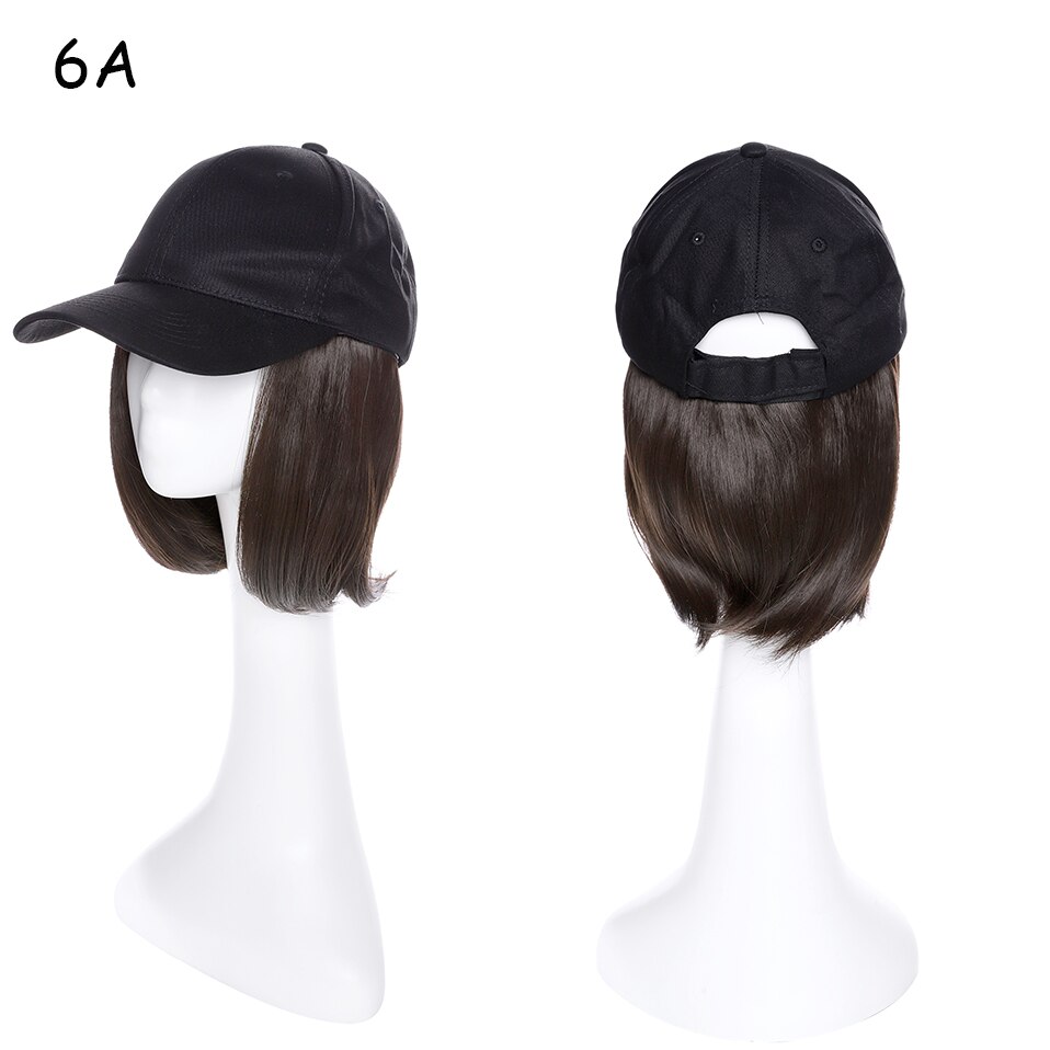 Benehair Afneembare Korte Rechte Bob Haar Zwarte Baseball Cap Haar Pruik Synthetische Pruik Cap Haar Hittebestendige Vezel Outdoor: 6A