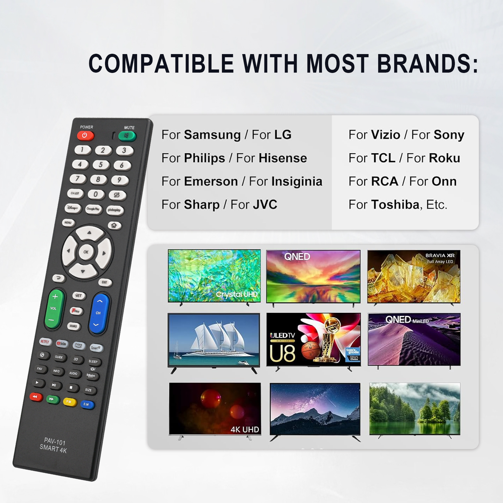 Télécommande universelle pour télévision, Compatible avec l'utilisation de la télécommande universelle pour télévision de toute , besoin de définir selon le manuel Rm-014S +