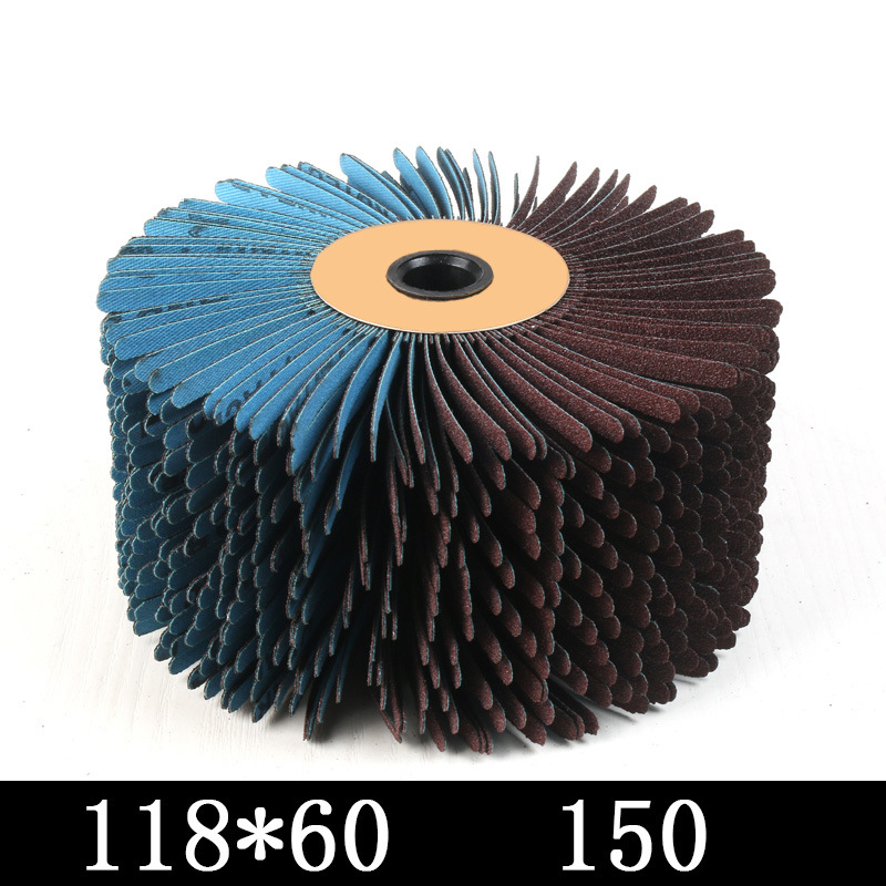 118x60/30mm 120-600 Grit Abrasives Wire Drum Wood Burnishing Polishing Wheel Brush Cloth Sanding Grinding Groove Mop Buffing Pad: 60MM 150 Grit