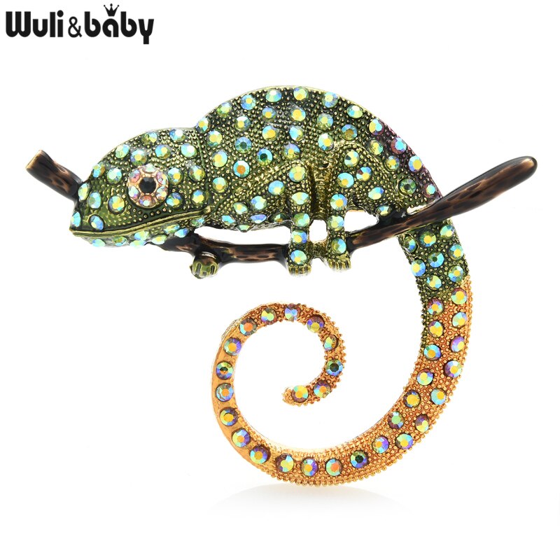 Wuli & Baby Grote Multicolor Hagedis Broche Pins Animal Broche Sieraden 4 Kleuren Chameleon Pins: green