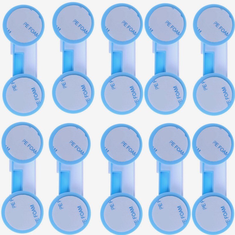 10Pcs Kind Veiligheid Kabinet Lock Baby Proof Beveiliging Protector Lade Deur Kast Lock Plastic Bescherming Kids Veiligheid Deurslot: blue 10pc