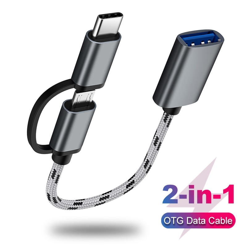 2 In 1 Type C Micro Usb Naar USB3.0 Adapter USB-C Datakabel Voor Samsung Xiaomi Huawei Type-C Telefoon Usb 3.0 Otg Kabel