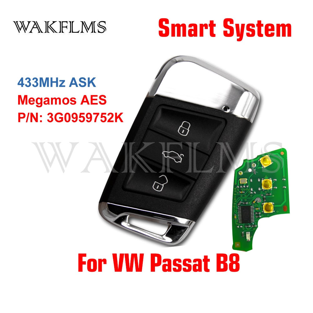 3G0 959 752 MQB Intelligent Keyless Smart Remote Key 434Mhz ID88 for VW Volkswagen Passat B8 3G0 959 752 K