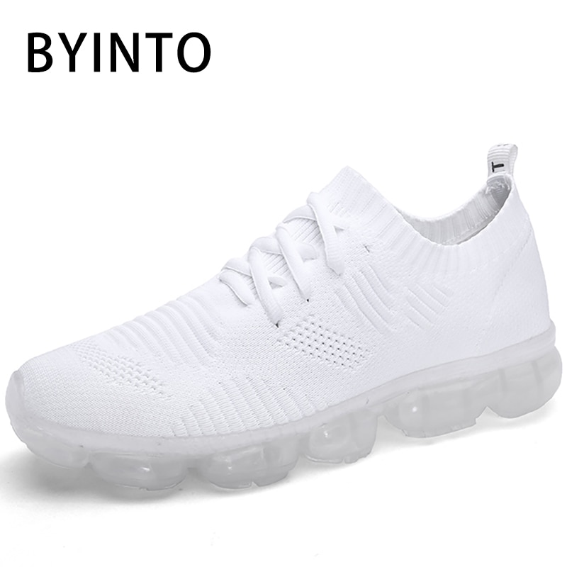 Luftkudde som andas flugvävande strumpa sneakers svart sport gym tennisskor fitness vita skor korg chaussure homme