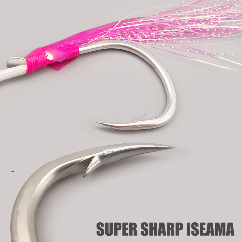 5-PJ POWER JIGGING SINGLE ASSIST FORCIONAR CÓCHO DE PESCADO DE MAR CUMPLE DE TUNA CON TINSEL BRILLO