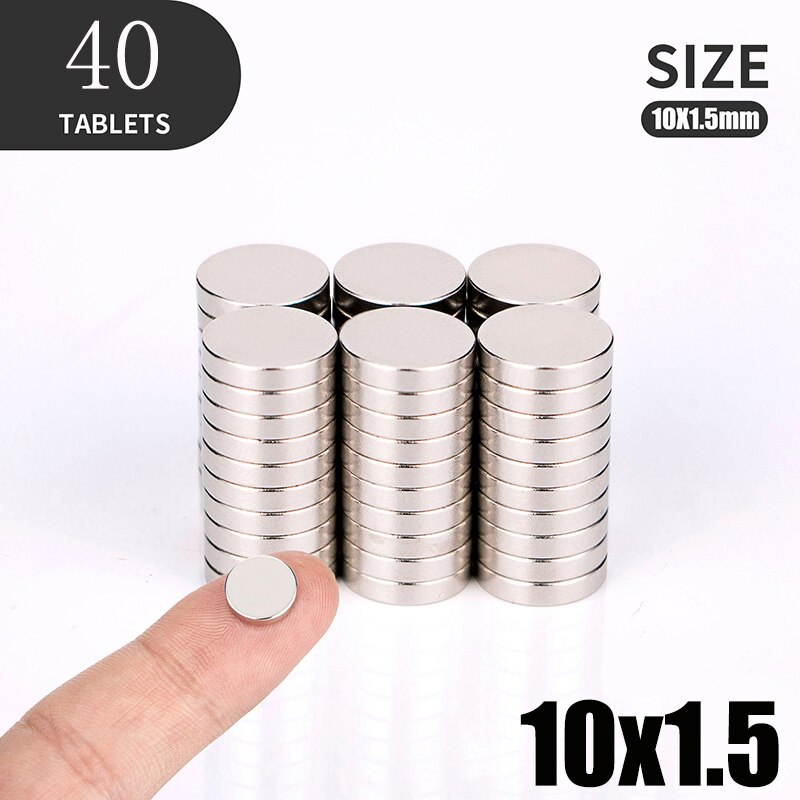 10 16 40PCS/Lot 8x2 10x2 12x2mm Magnet Strong magnets Rare Earth Neodymium Magnet Round Magnet Small Round Magnet: 10x1.5(40pcs)