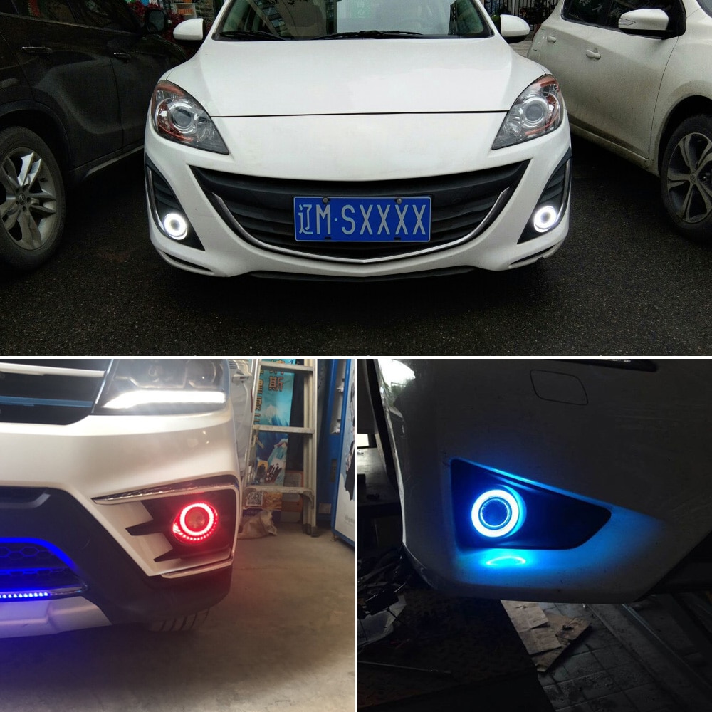 2Pcs 2.5" 3" 3.5" Angel Eyes Fog Lamp 12V 64mm 76mm 89mm Universal Auto Car COB LED DRL Projector Fog Light