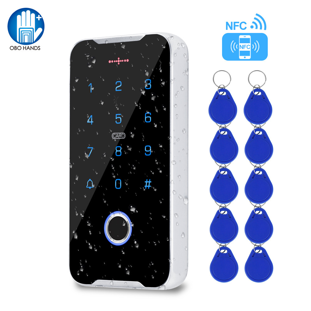Mobile Phone NFC Access Control Keypad RFID Keyboard Access Controller System Fingerprint IP68 Waterproof 13.56MHz Card Reader
