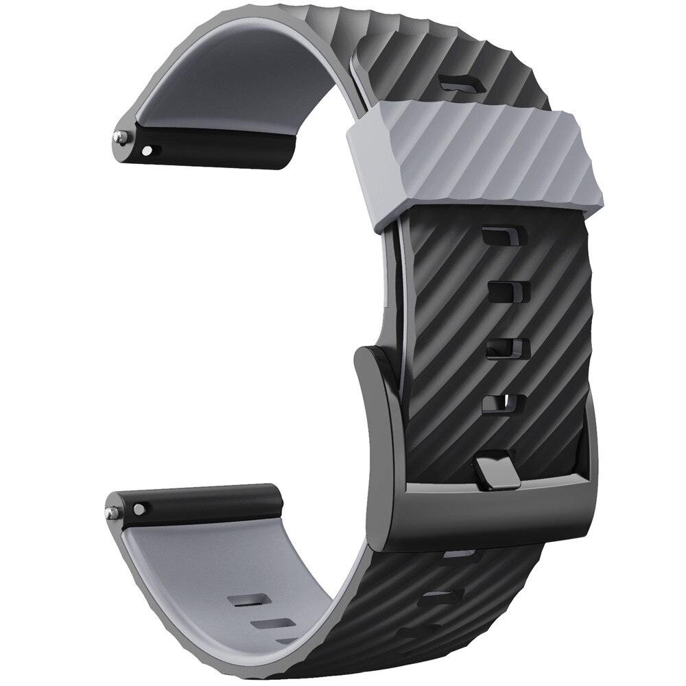 24mm urheilu silikoniranneke suunto 9 baro suunto 9 ranneke suunto 7/d5 kello rannekello ja rannekoru vaihda tarvikkeita: Musta harmaa