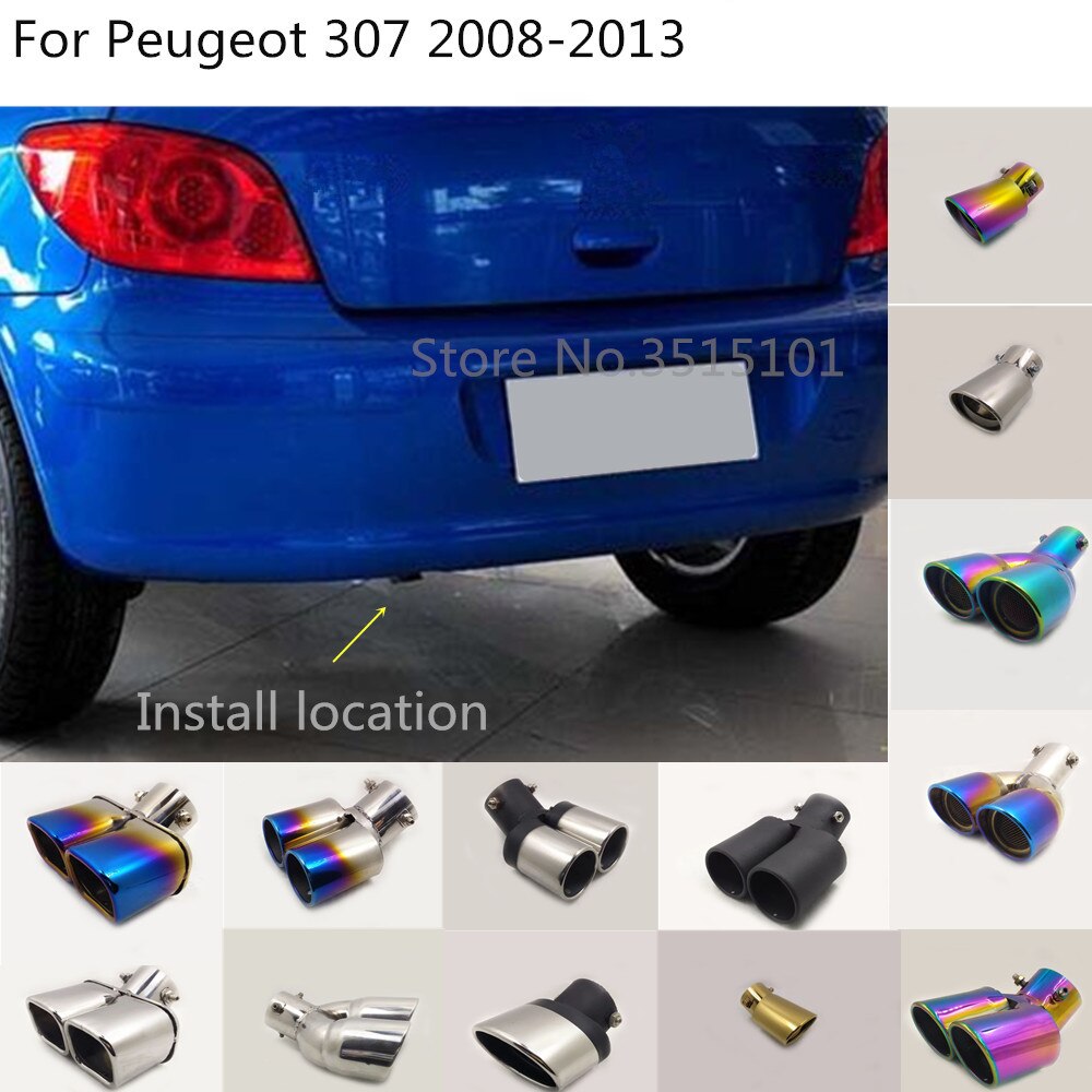 Auto edelstahl Abdeckung Schalldämpfer Ende Schwanz Rohr Widmen Auslauf Auspuff 1 stücke Für Peugeot 307