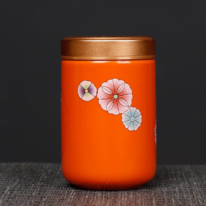Painted Mini Ceramic Storage Jar Exquisite Portable Travel Tea Pot Alloy Lid Sealed Candy Jar Storage Bottle Decoration: G