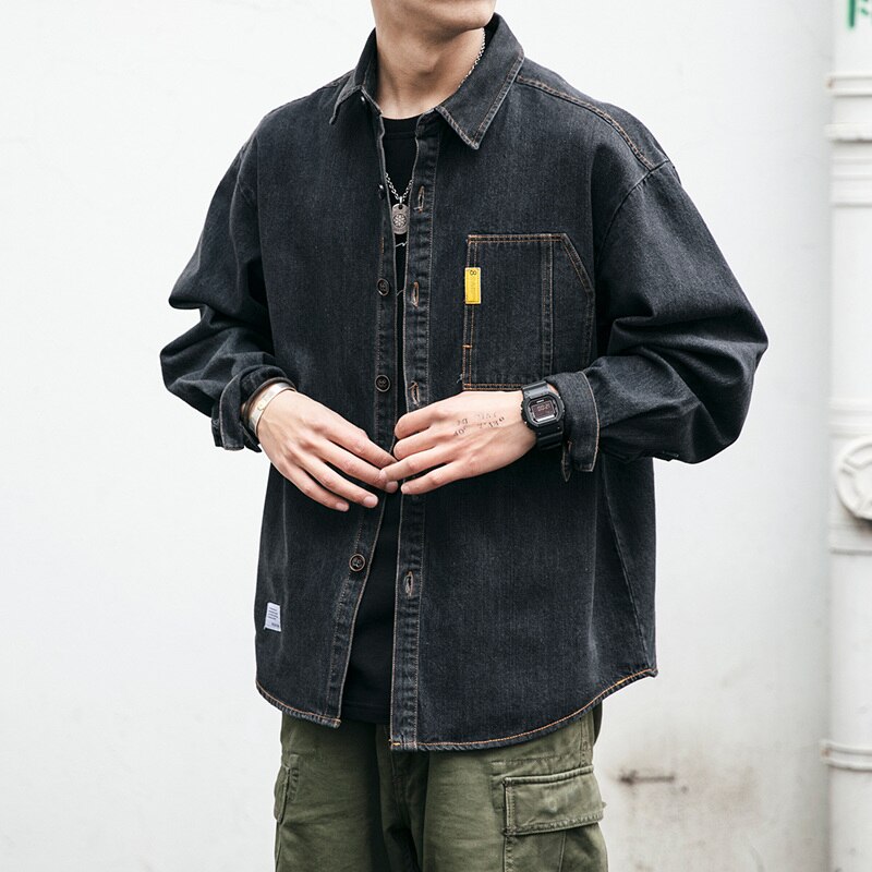 Chemise en Denim japonais, Streetwear de , manteaux de travail coréens pour hommes, vêtements à manches longues pour Couple, haut Harajuku, 2022