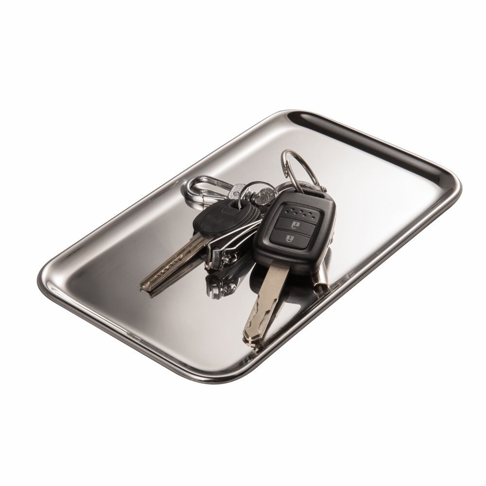 2-Piece Small Rectangle Tray for Bathroom Serving Vanity Organizer SUS304 Stainless Steel, 8 x 4.5 inch, (Silver)