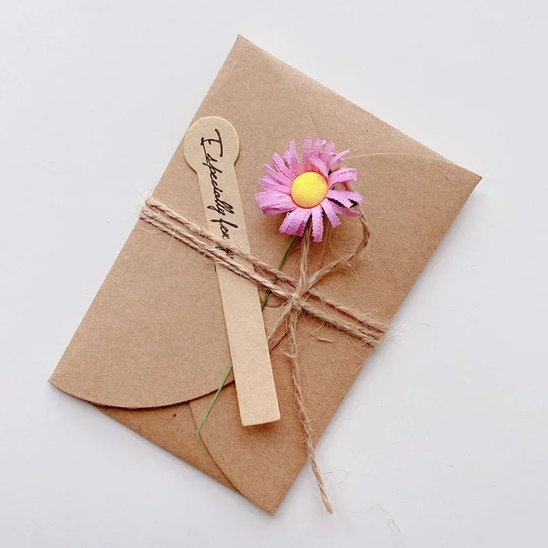 5pcs Mini Flower Envelopes with Paper Card Vintage Envelopes DIY Kawaii Christmas Party Postcards Invitation Cards Cover: Yellow