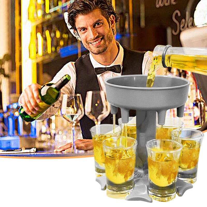 Bar Cocktail Glass Dispenser 6 Shot Glass Dispenser Holder Whiskey Beer Wine dispenser Home Bar Party Games Bar Accessories