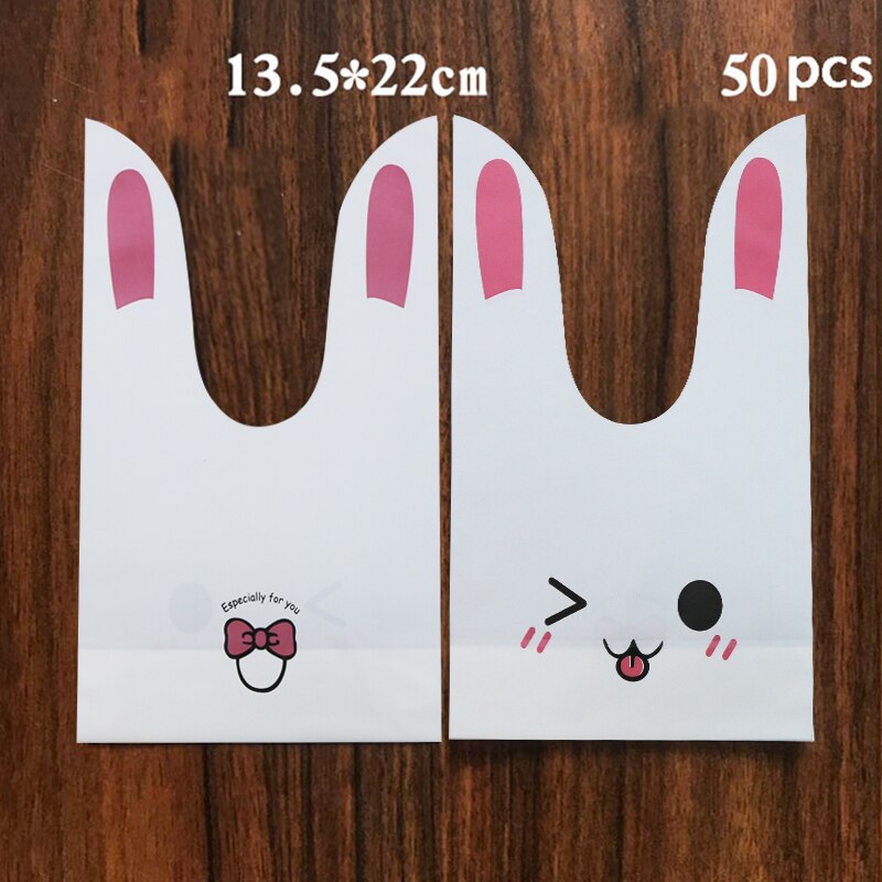 Konijn Oor Voor Sweets Bunny Verjaardag Party Goodie Bags Verpakking Bonbonniere Bag Verpakking Candy Cookie Pasen Decoratie: 50PC CuteRabbit