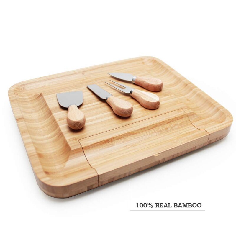 Tablero De Queso Queso De Madera De Bamb Natural Carne Y Tablero De Charcuterie Con Accesorios