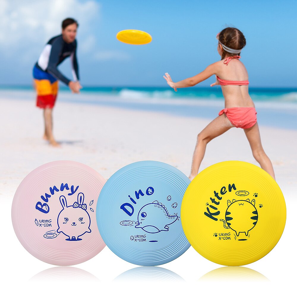 9.4 tum 105g plast tecknade flygskivor utomhus leksak sportskiva för barn vuxen strand kasta fånga flygande tefat