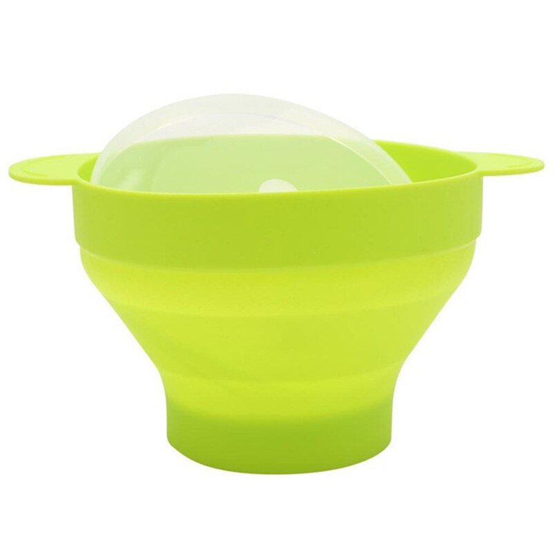 Microwave Popcorn Popper Collapsible Silicone Bowl with Lid and Handles: Green