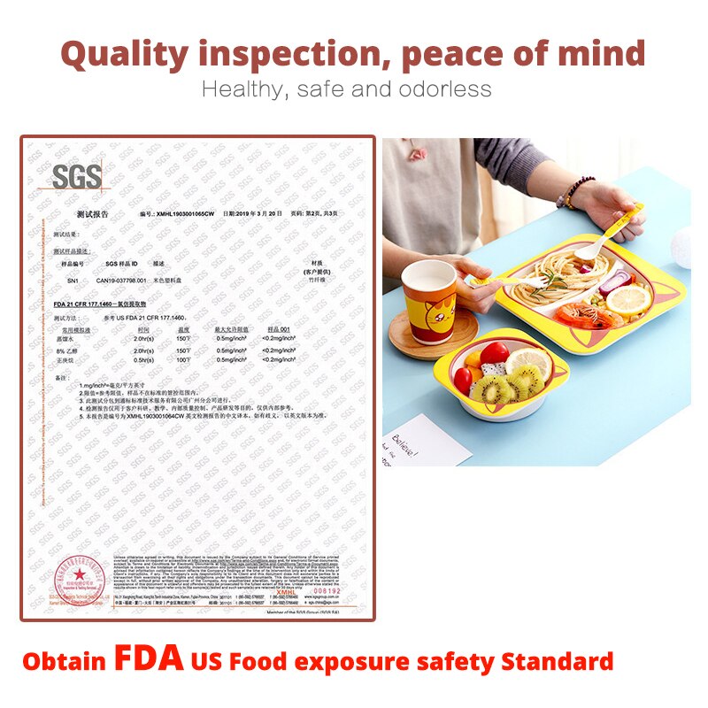 Kinderen Servies Babyvoeding Kom Kids Leuke Cartoon Jaar Kom Set Natuurlijke Bamboe Servies Milieu