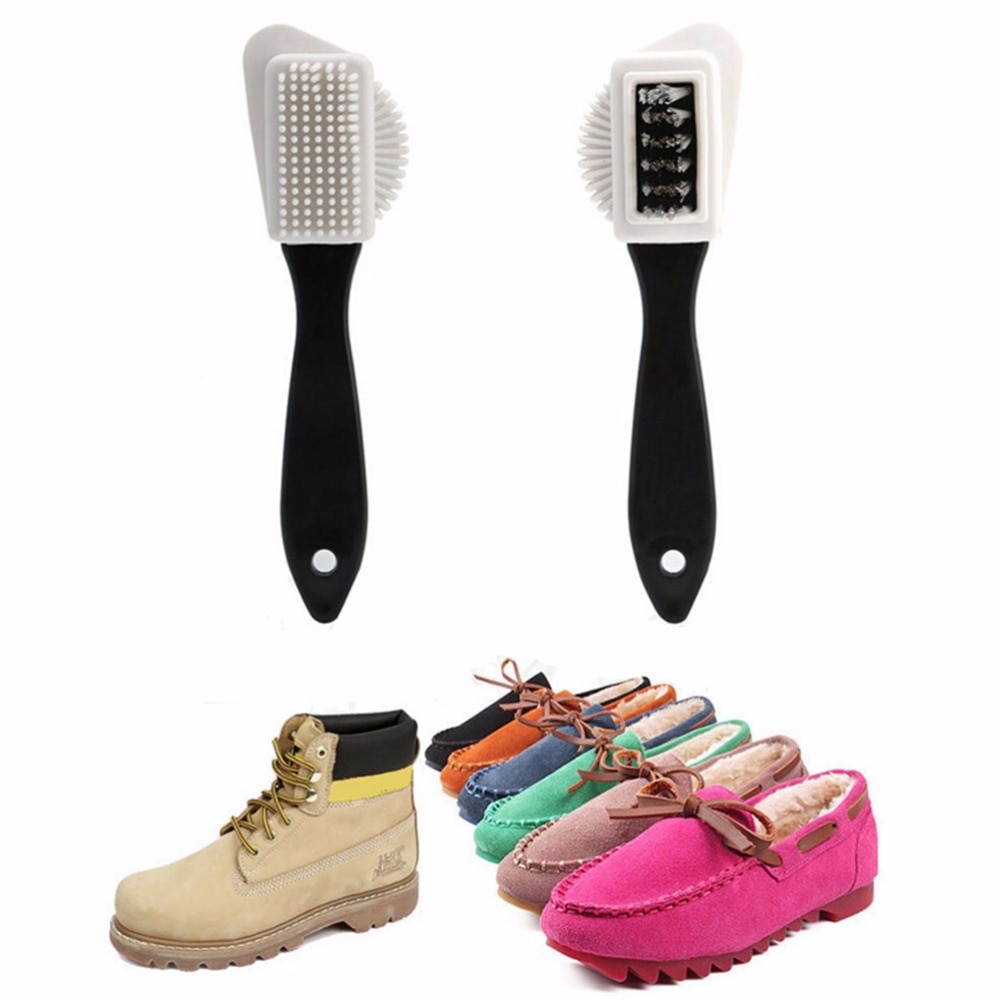 1Pcs 3 Side Shoe Reinigingsborstel Suede Nubuck Boot Schoenen Schoen S-Type Borstel Schoenen Care Tool