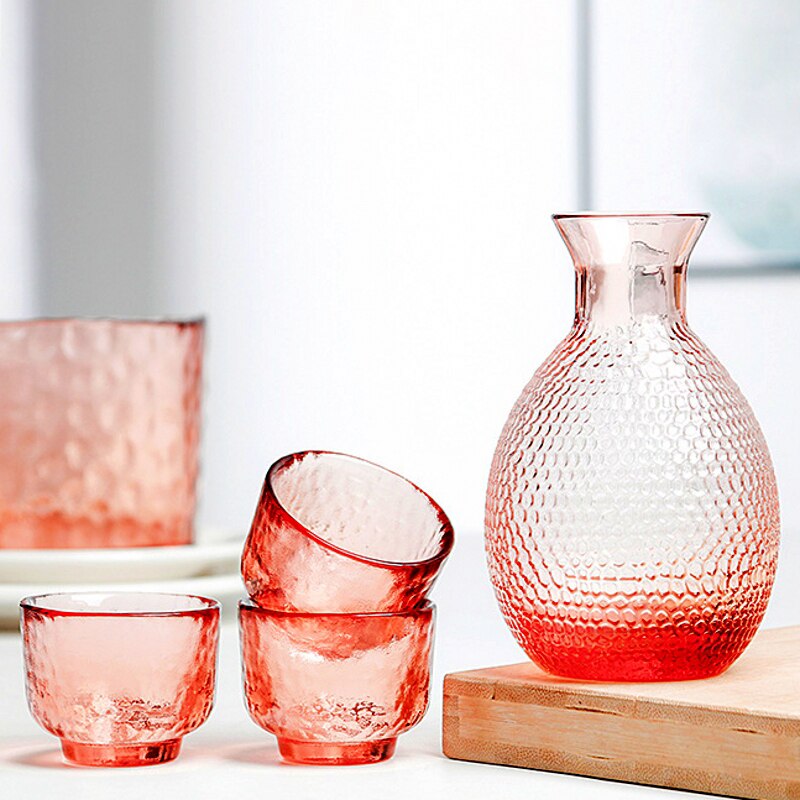 Japansk sake sæt blomme vin kop frugt vin gryde rav hammer mønster glas gryde guldkant glas whisky kop fødselsdag