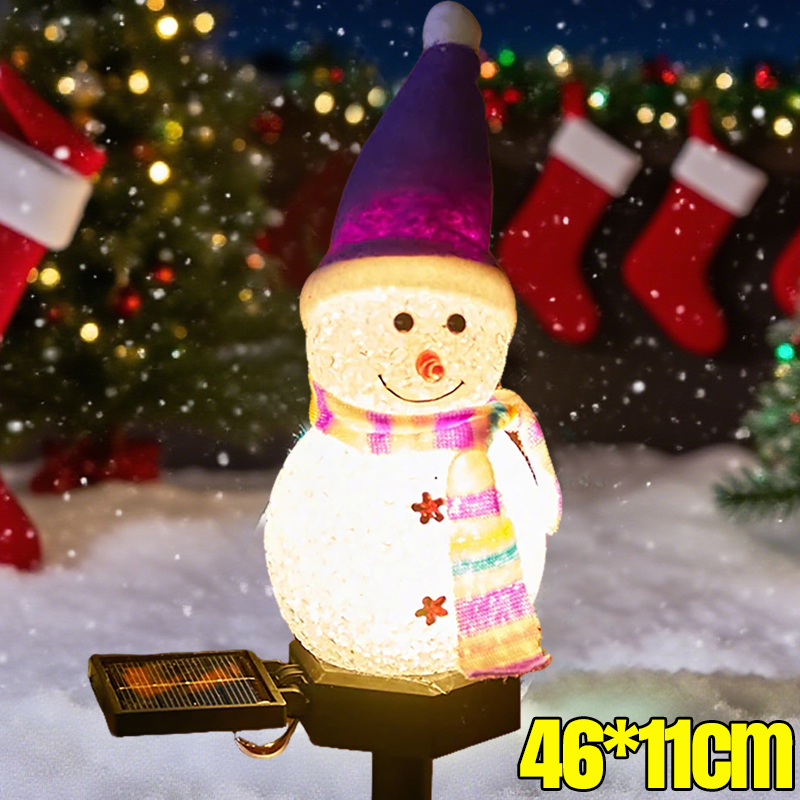Christmas Pathway Lights Solar Powered LED Snowman Lamps Outdoor Ground Stake Light For Garden Patio Pathway Yard Decorations: Lemon yellow / 51-60W