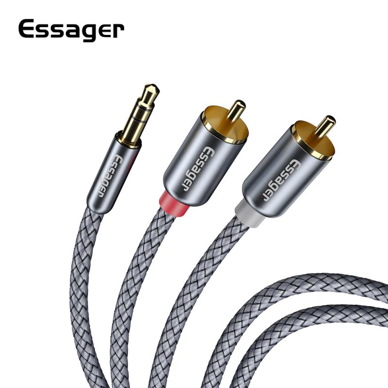 Essager Rca Audio Kabel Jack 3.5 2 Rca Kabel 3.5Mm Jack Naar 2RCA Mannelijke Splitter Aux Kabel Voor tv Pc Versterkers Dvd