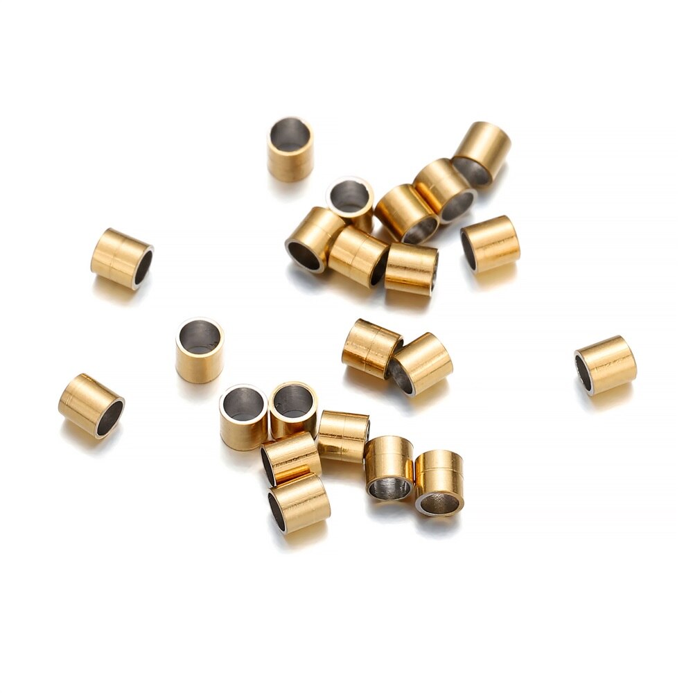 150Pcs/lot Stainless steel Round Stopper Spacer Crimp Tube Beads Wire Connectors For DIY Jewelry Making Accessories Supplies: Stainless steel Gold / 2.5mm