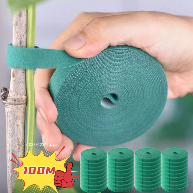 100/1m Nylon Pflanzen krawatten Pflanzen verband Haken Binde schlaufe verstellbare Pflanzens tütze wieder verwendbares Befestigungs Band für Hausgarten zubehör