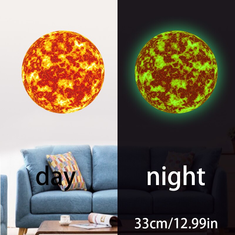 sterben Universum Planeten Galaxis Kinderzimmer Schlafzimmer Leucht Zauberstab Aufkleber Decke Decals Dekoration Solar- System Fluoreszierende Zauberstab Dekor: Sonne(12.99inX12.99in)