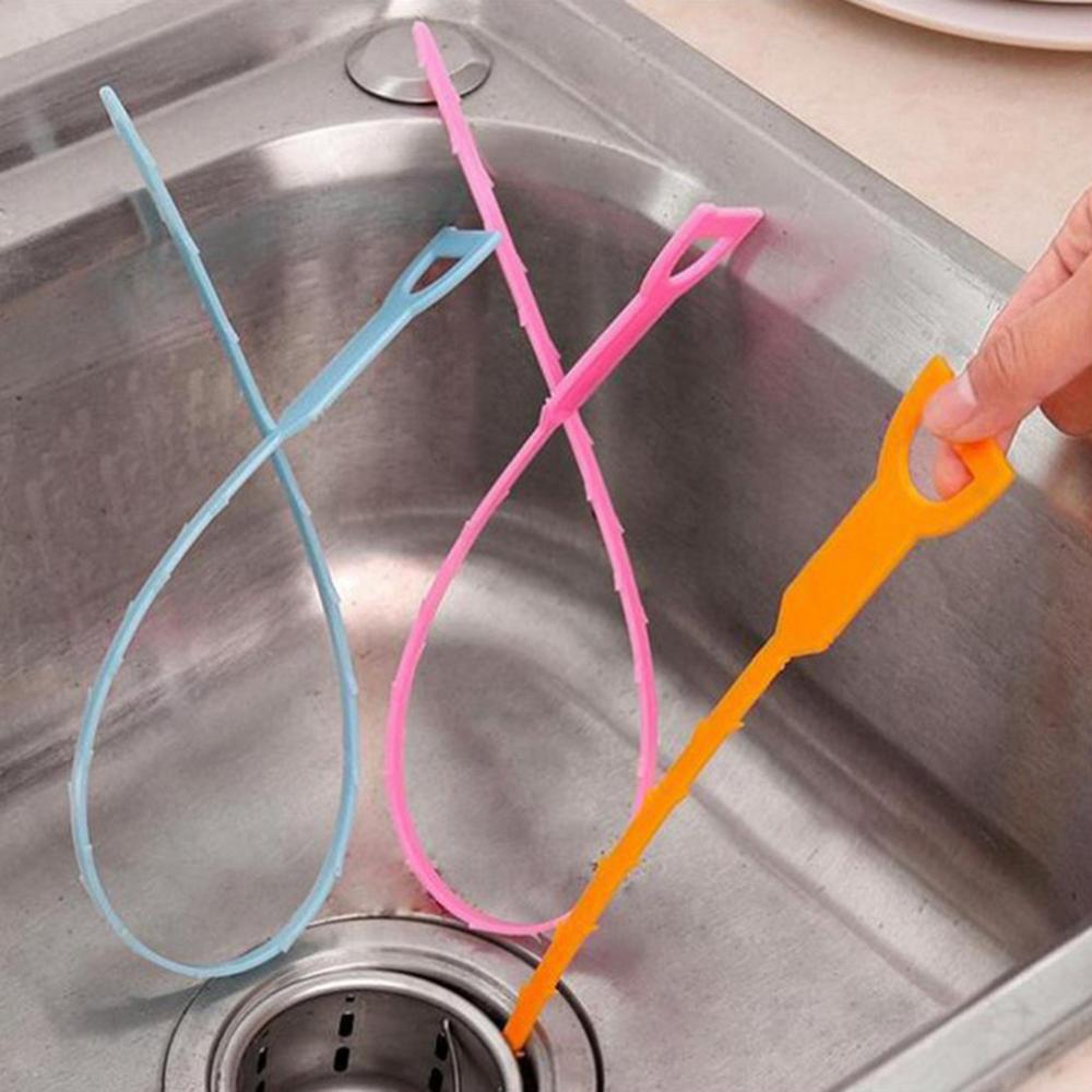 Praktisk 51cm plastik køkken badeværelse vask rør mudder afløbsrens rørledning hårfjerning håndvask toilet lang kloakledning